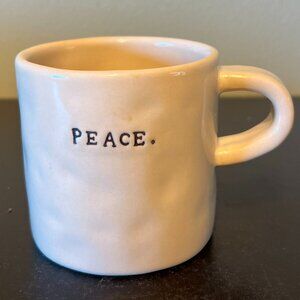 Rae Dunn By Magenta Dimpled Mug  w/ Typewriter Font Single Word PEACE.